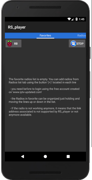 Favorites Tab in RS_player APP still empty